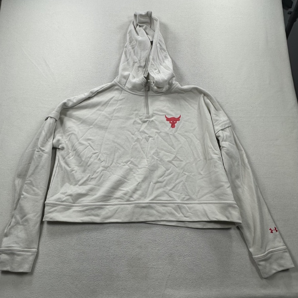 Under Armour Sweater Womens Large Project Rock Terry Hoodie Warrior Mana Cropped